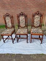 Drie vintage houten stoelen (prijs voor de drie), Antiek en Kunst, Ophalen of Verzenden