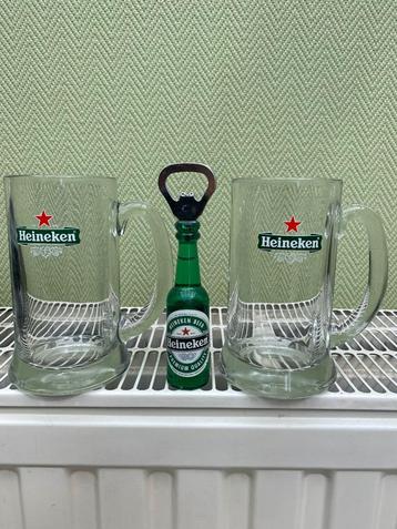 Heineken bierglazen + nieuwe flessenopener met magneet