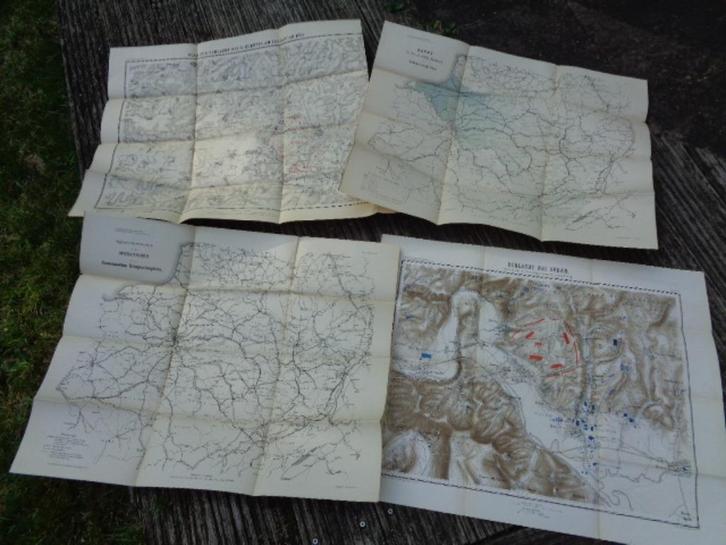 Stafkaarten Frans - Duitse oorlog 1870/71 , 4 stuks, Verzamelen, Militaria | Algemeen, Landmacht, Overige typen, Ophalen of Verzenden