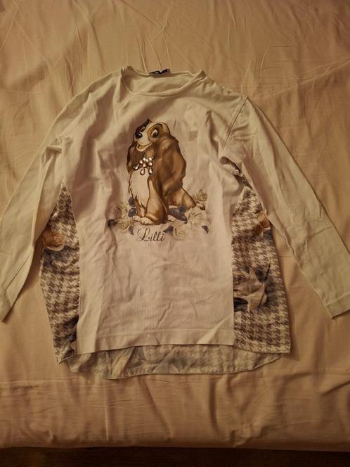 Longsleeve met hondje Lady Monnalisa maat 140, Kinderen en Baby's, Kinderkleding | Maat 140, Zo goed als nieuw, Meisje, Shirt of Longsleeve