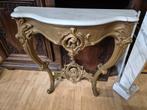 Oude gebeeldhouwde console in goudkleur en wit marmer, Ophalen, Zo goed als nieuw