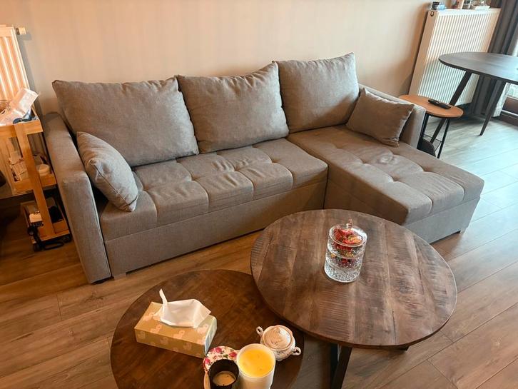 Te koop mooie grijze (slaap)hoekbank, Huis en Inrichting, Zetels | Complete zithoeken, Zo goed als nieuw, Ophalen