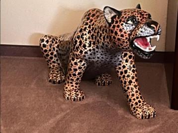 Vintage keramiek porselein  leopard tijger italy 60er  xl beschikbaar voor biedingen