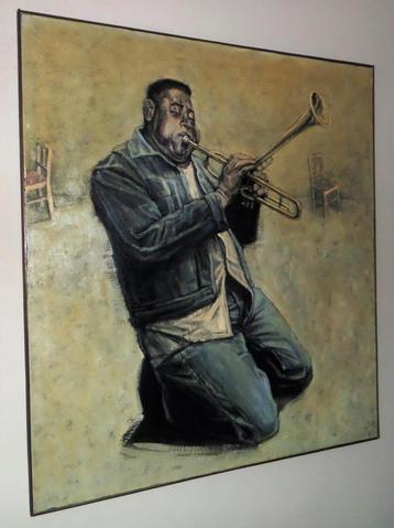 Dizzy Gillespie olie op doek door Johan Debuysere