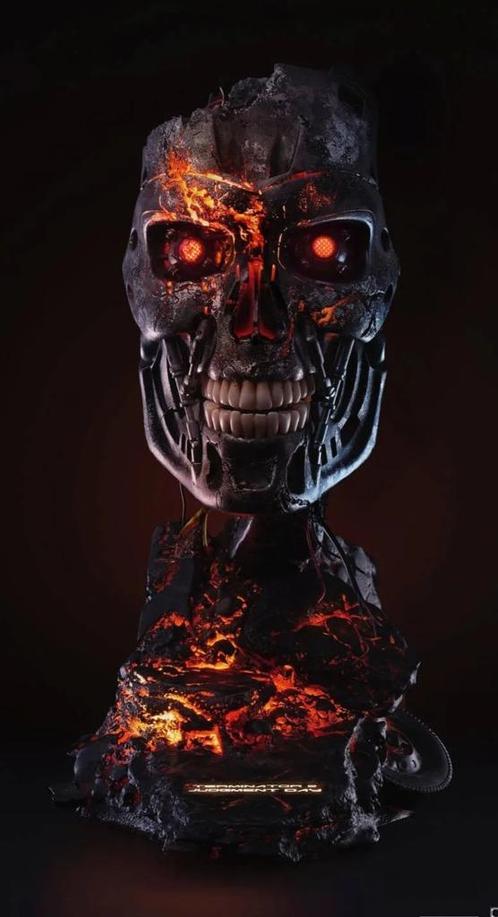 Buste Terminator 2 T-800 Battle Damaged 1/1 Pure Art, Collections, Statues & Figurines, Neuf, Autres types, Enlèvement ou Envoi