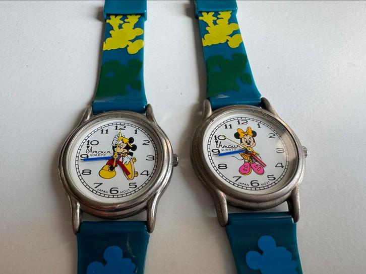 Vintage Disney Mickey en Minnie Mouse Horloges, Handtassen en Accessoires, Horloges | Kinderen, Zo goed als nieuw, Verzenden