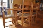 Eiken eettafel + 6 stoelen met biezen zitvlak, Huis en Inrichting, Tafels | Eettafels, Gebruikt, Rechthoekig, Eikenhout, Ophalen