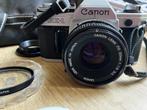 Canon AE-1 met 50mm lens en toebehoren, Audio, Tv en Foto, Ophalen of Verzenden, Gebruikt, Compact, Canon