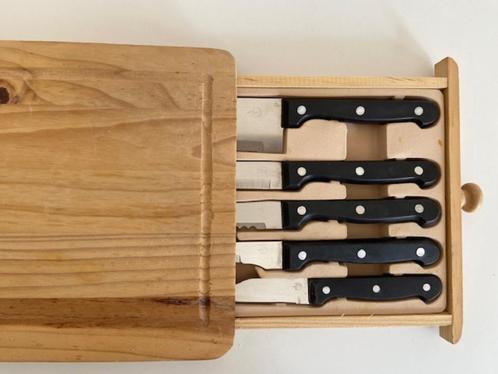 Planche à pain avec tiroir à 5 couteaux, Maison & Meubles, Cuisine | Couverts, Comme neuf, Ensemble de couverts, Autres matériaux