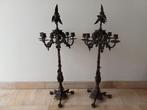 2 majestueux chandeliers en bronze massif, Auguste Cain, Antiquités & Art, Enlèvement, Cuivre ou Bronze