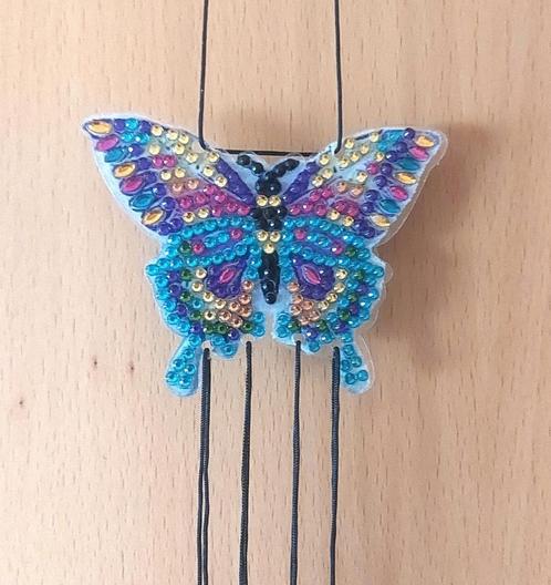 Kleine gong van acryl en strasssteentjes: Papillon 2, Tuin en Terras, Windwijzers en Windmolens, Nieuw, Ophalen of Verzenden