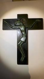 Vintage - Crucifix en bronze - Signé, Antiquités & Art, Enlèvement ou Envoi