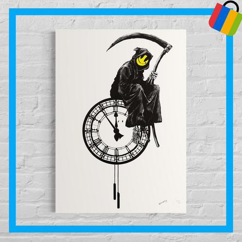 🟢 BANKSY Grin reaper gesigneerd - met certificaat -, Antiek en Kunst, Kunst | Litho's en Zeefdrukken, Ophalen of Verzenden
