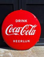 Grote emaille Hollandse Coca Cola button van Langcat Bussum., Verzamelen, Ophalen of Verzenden, Gebruikt, Reclamebord