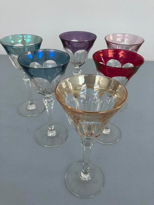 6 VINTAGE  kristallen glazen VAL SAINT LAMBERT, 19 cm., Antiek en Kunst, Antiek | Glaswerk en Kristal, Ophalen