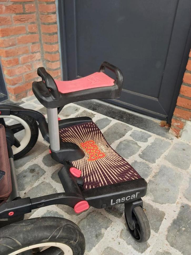 Buggy board meerijplankje maxi+ Lascal met stoeltje, Kinderen en Baby's, Buggy's, Gebruikt, Ophalen