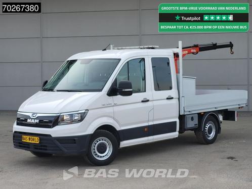 MAN TGE 3.180 Open Laadbak Dubbel Cabine met Kraan Fassi 3,5, Auto's, Bestelwagens en Lichte vracht, Bedrijf, Te koop, Airconditioning