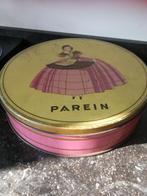 Antieke koekjesdoos in blik van Parein., Verzamelen, Blikken, Ophalen