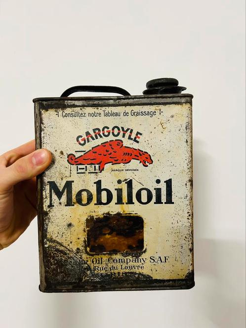 Bidon d’huile Olieblik olie blik oil can Mobiloil gargoyle, Verzamelen, Merken en Reclamevoorwerpen, Ophalen of Verzenden