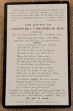 Gesneuvelde wo1,  Leonardo Nys, Begijnendijk, Verzamelen, Bidprentjes en Rouwkaarten, Ophalen of Verzenden, Bidprentje