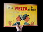 Panneau pub. WELTA Tobacco en carton, Collections, Enlèvement ou Envoi, Comme neuf, Panneau publicitaire