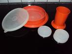 Tupperware, eerste eetsetje met bordje, beker met dekseltjes, Ophalen of Verzenden, Gebruikt