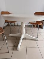 Ronde/ovale houten tafel - Wit gelakt IKEA Ingatorp, Huis en Inrichting, Tafels | Eettafels, Ophalen, Rond, Zo goed als nieuw