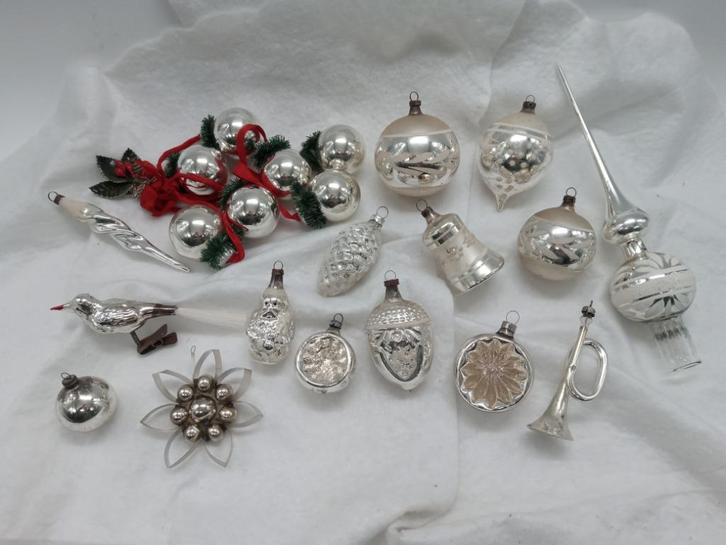 Oude zilveren glazen kerstballen, Diversen, Kerst, Gebruikt, Ophalen of Verzenden