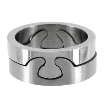 Bague de puzzle en acier inoxydable mat/brillant