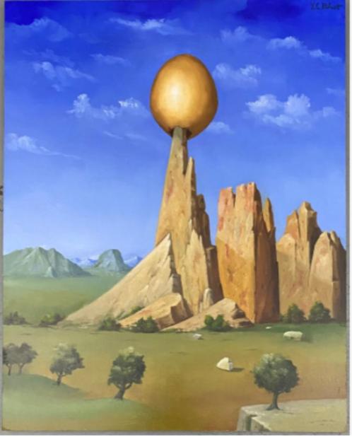 huile sur panneau le champignon signe carl prevot, Antiek en Kunst, Kunst | Schilderijen | Klassiek, Ophalen of Verzenden