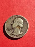 1946 USA quarter dollar in zilver Washington, Zilver, Losse munt, Verzenden, Noord-Amerika