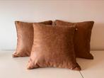 3 kussens “cognac” bruin, Huis en Inrichting, Ophalen of Verzenden, Nieuw, Bruin, Vierkant