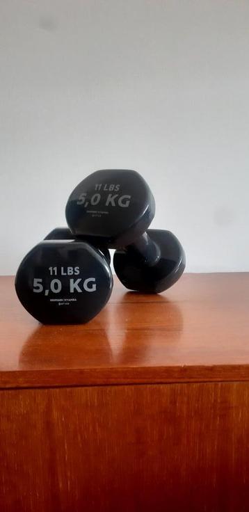 2 x 5 kg dumbbells, Enlèvement, Comme neuf, Bras, Haltère