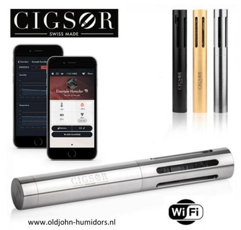 dhm41 CIGSOR  HUMIDOR HYGROMETER WiFi GESTUURD- PREMIUM, Collections, Articles de fumeurs, Briquets & Boîtes d'allumettes, Neuf