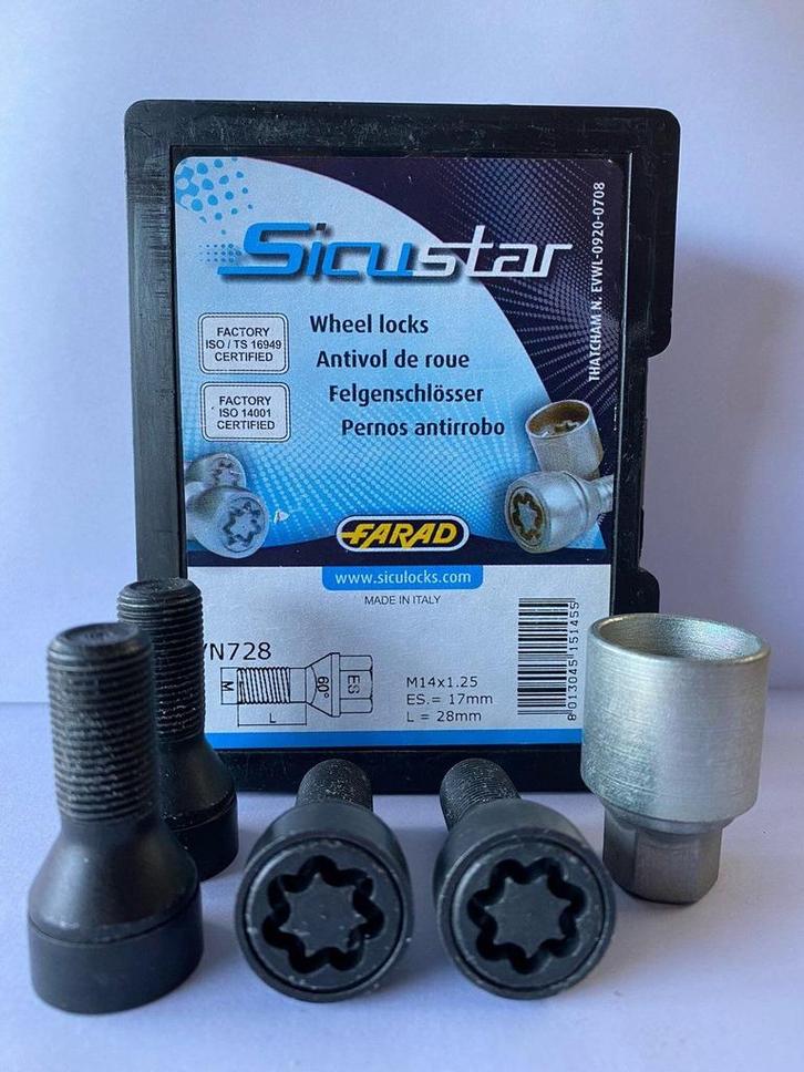 Nieuwe Wielsloten Slotbouten M14x1.25 28mm ZWART bouten, Auto-onderdelen, Overige Auto-onderdelen, Nieuw, Ophalen of Verzenden