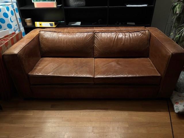 Canapé (canapé lit), Maison & Meubles, Canapés | Salons, Comme neuf, Banc droit, Trois personnes, 200 à 250 cm, 100 à 125 cm, Cuir