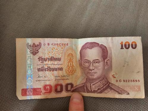 100 Baht -  Thailand, Postzegels en Munten, Bankbiljetten | Azië, Ophalen of Verzenden
