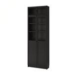IKEA BILLY Boekenkast bovendeel/pan-/vitrdeur, zwartbruin, 50 tot 100 cm, Met deur(en), 25 tot 50 cm, Glas