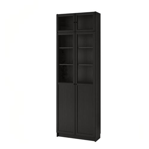 IKEA BILLY Boekenkast bovendeel/pan-/vitrdeur, zwartbruin, Maison & Meubles, Armoires | Bibliothèques, Comme neuf, 50 à 100 cm
