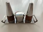 Salière et poivrière Vintage en acier inoxydable, Maison & Meubles, Enlèvement, Utilisé