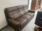 fauteuil 3 place en cuir marron peu servie., Comme neuf, Cuir