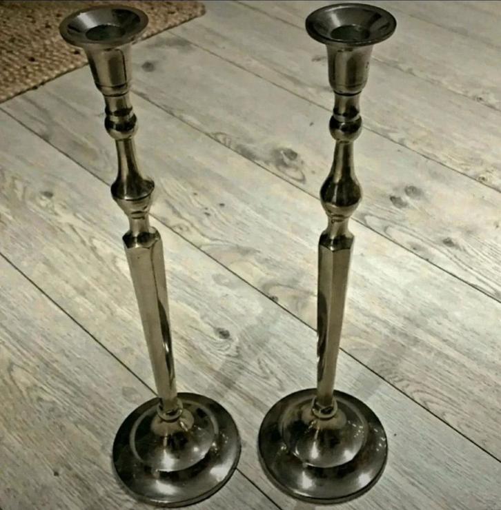Lot de 2 magnifiques bougeoirs en métal – Maisons du Monde, Antiek en Kunst, Antiek | Kandelaars, Ophalen