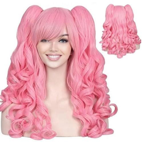 Milkshake roze lolita pruik met krullen en 2 staarten, Handtassen en Accessoires, Uiterlijk | Haarverzorging, Nieuw, Pruik of Haarverlenging