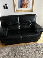 2-zit salonzetel - zwart leder, Ophalen, Gebruikt, 150 tot 200 cm, Tweepersoons