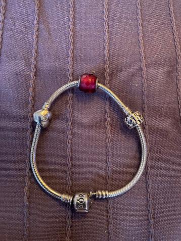 Pandora bedelarmband met slangenketting. 19 cm. beschikbaar voor biedingen