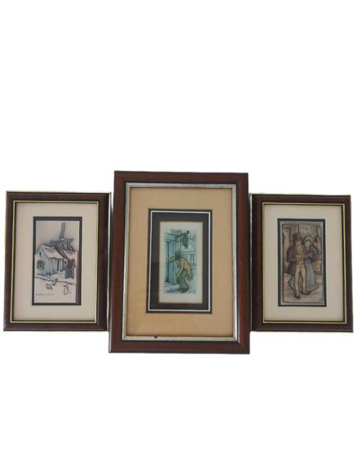 Set 3 ingelijste "Anton Pieck" reproducties, Antiek en Kunst, Kunst | Etsen en Gravures, Ophalen of Verzenden