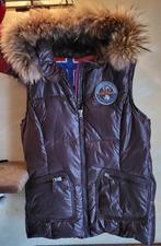 NAPAPIJRI mouwloos donsjack met kap met bontafwerking XL, Kleding | Dames, Jassen | Winter, Bruin, Maat 46/48 (XL) of groter, Ophalen of Verzenden