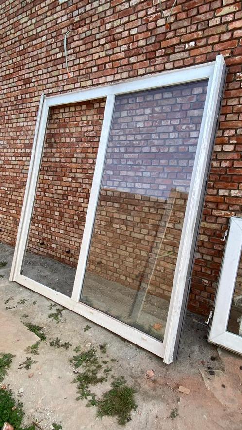 Schuifraam wit PVC, Doe-het-zelf en Bouw, Raamkozijnen en Schuifdeuren, Gebruikt, Schuifpui, Kunststof, 150 tot 225 cm, 150 tot 225 cm
