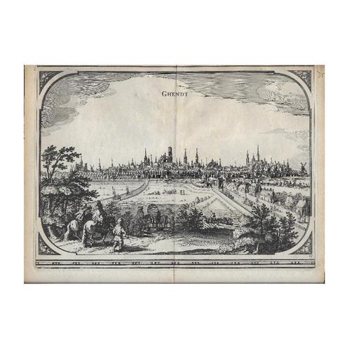 Gravure sur cuivre Ville de Gand, Jacobus Harrewijn vers 172, Livres, Atlas & Cartes géographiques, Enlèvement ou Envoi