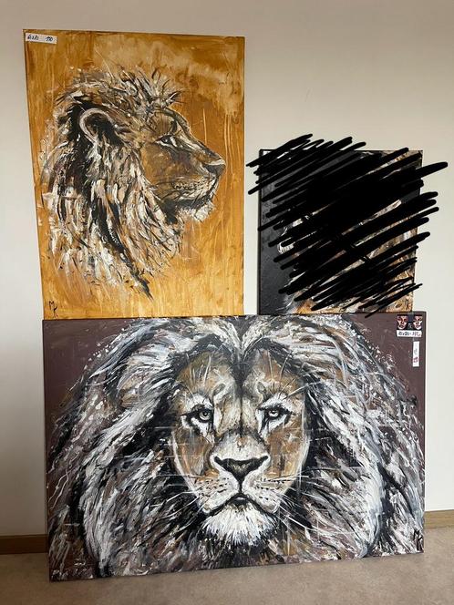 Moderne schilderijen leeuwen Mk Art, Antiek en Kunst, Kunst | Schilderijen | Modern, Ophalen